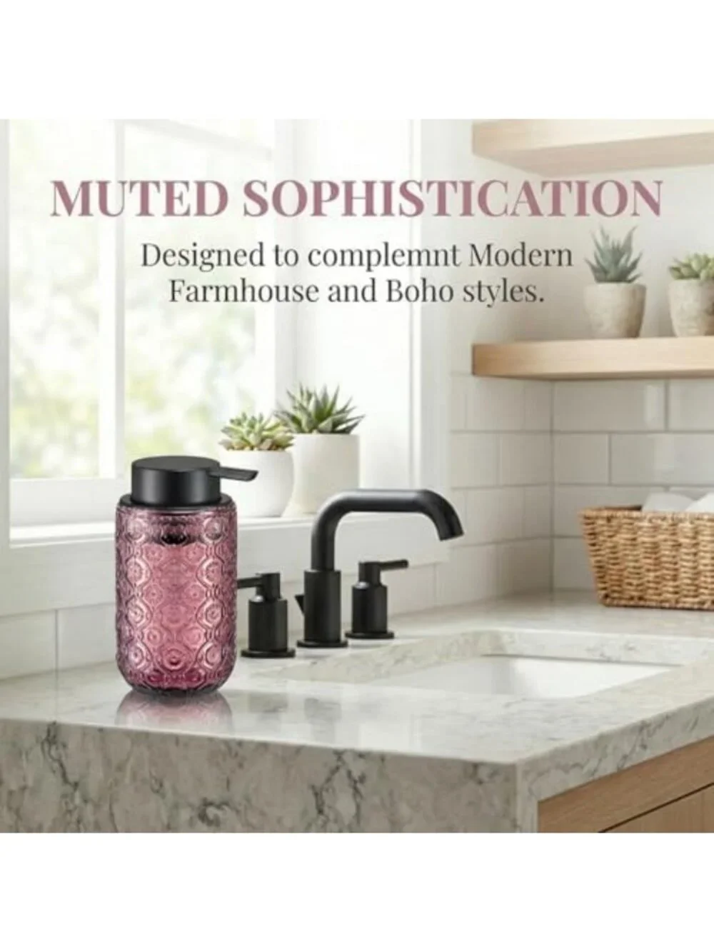 Stylish Pink Glass Foaming Hand Soap Dispenser - Chic Bathroom Decor Accessory